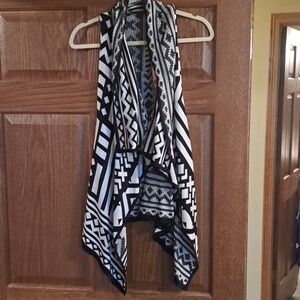 Dolled Up Black and White Patterned Knit Vest